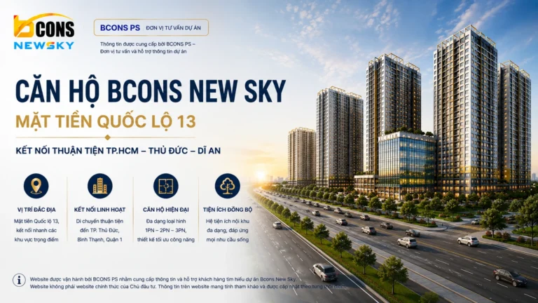 Hero Banner dự án căn hộ Bcons New Sky mặt tiền Quốc lộ 13 tại Dĩ An Bình Dương